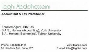 Taghi Abdolhosseini | Us And Canada Accountant And Tax Practitioner