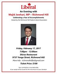 An Evening with Majid Jowhari, MP - Richmond Hill